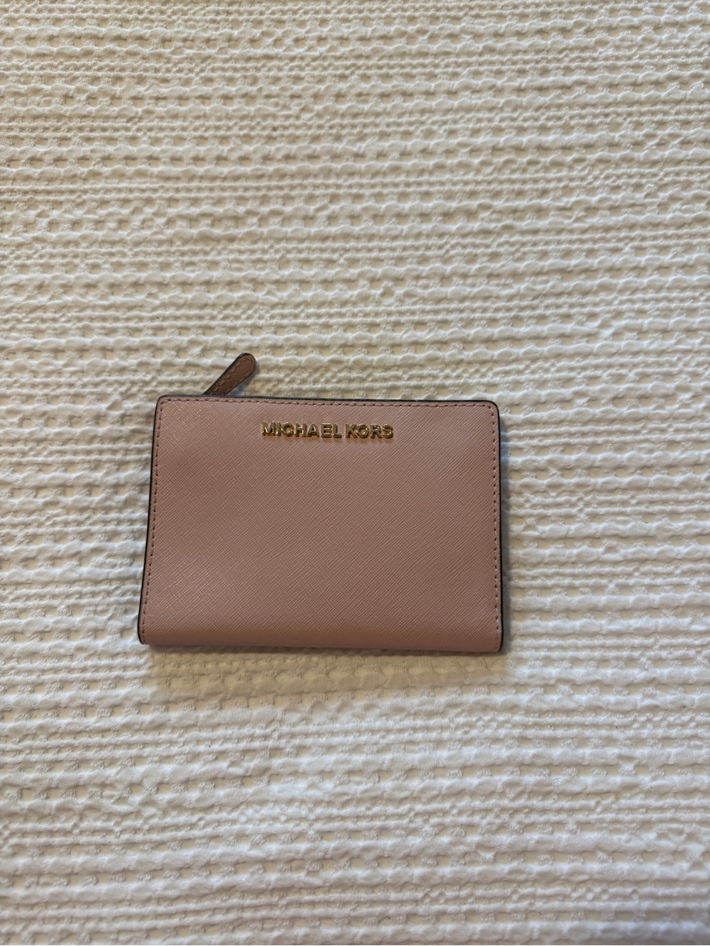 MICHAEL KORS Pink Saffiano Leather Zip Wallet
